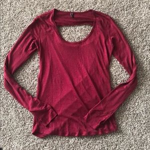 Onzie Deep Red Long Sleeve Cut Out Top